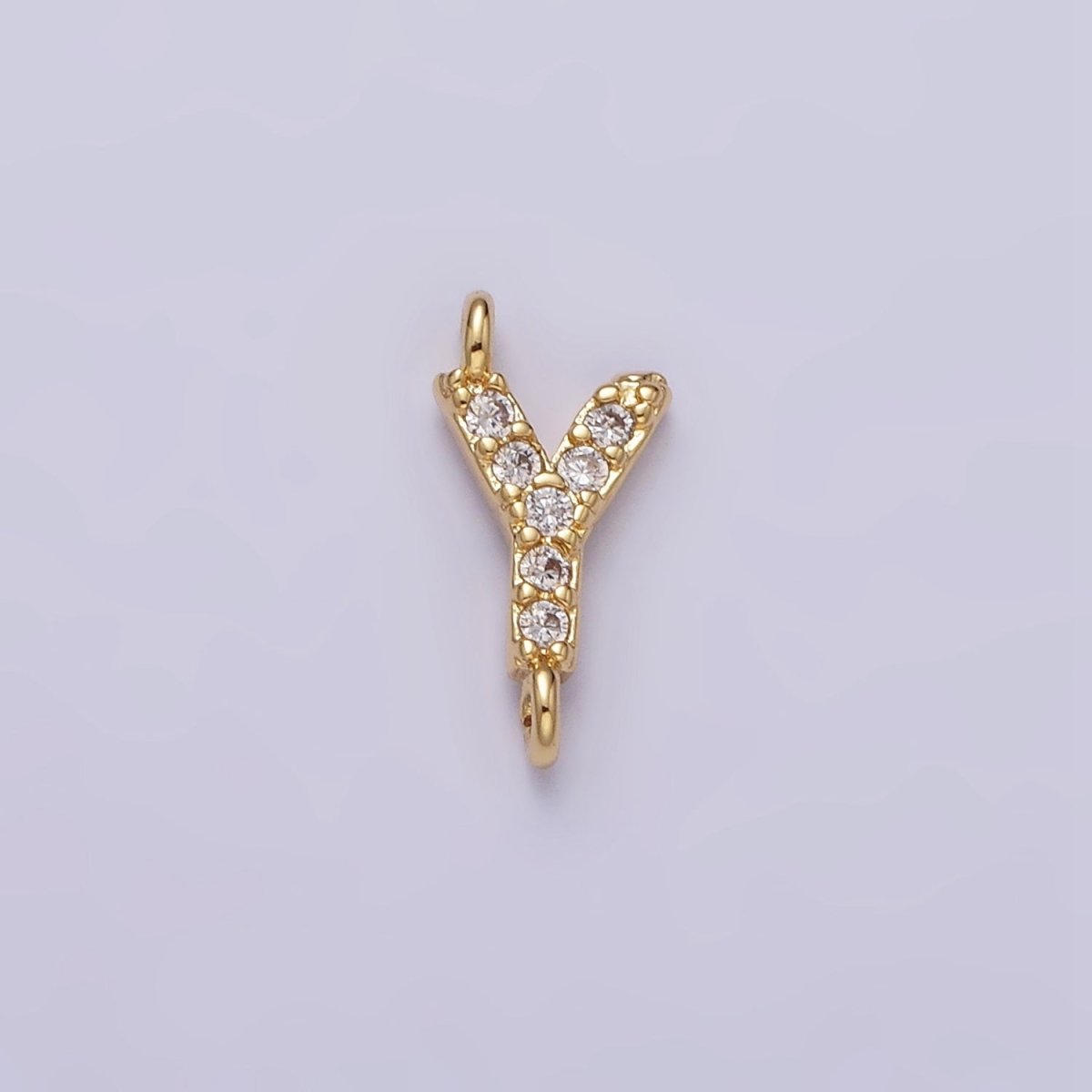 16K Gold Filled A-Z Initial Letter Micro Paved CZ Sideway Loop Personalized Jewelry For Necklace Bracelet Link Connector | A-651-A-663