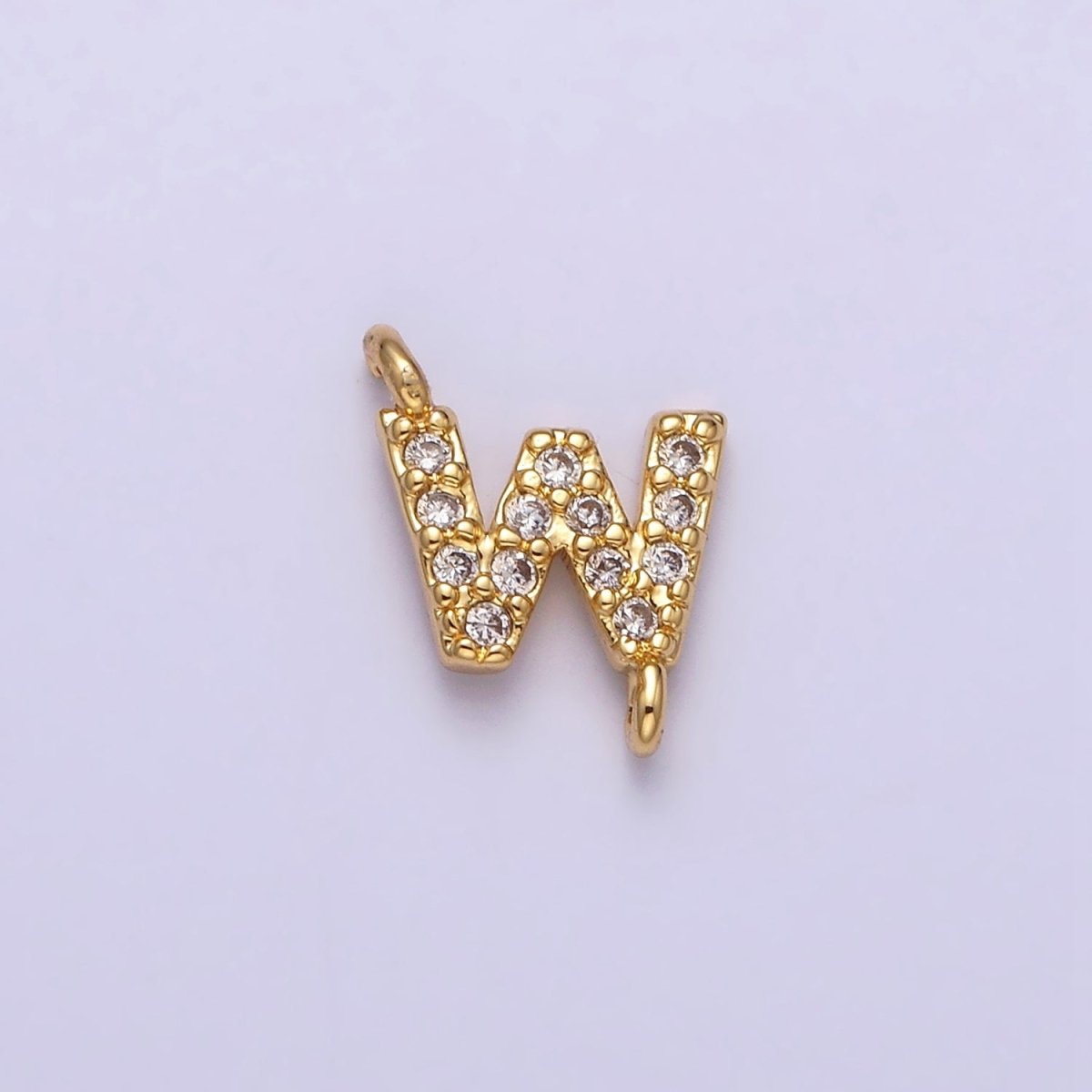 16K Gold Filled A-Z Initial Letter Micro Paved CZ Sideway Loop Personalized Jewelry For Necklace Bracelet Link Connector | A-651-A-663