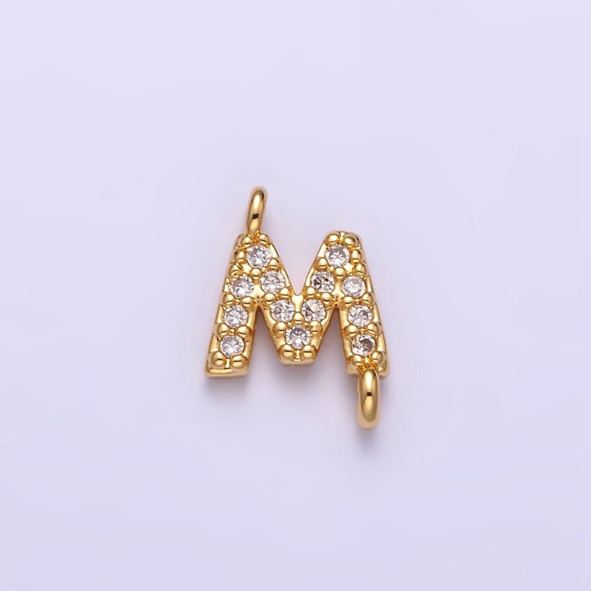 16K Gold Filled A-Z Initial Letter Micro Paved CZ Sideway Loop Personalized Jewelry For Necklace Bracelet Link Connector | A-651-A-663