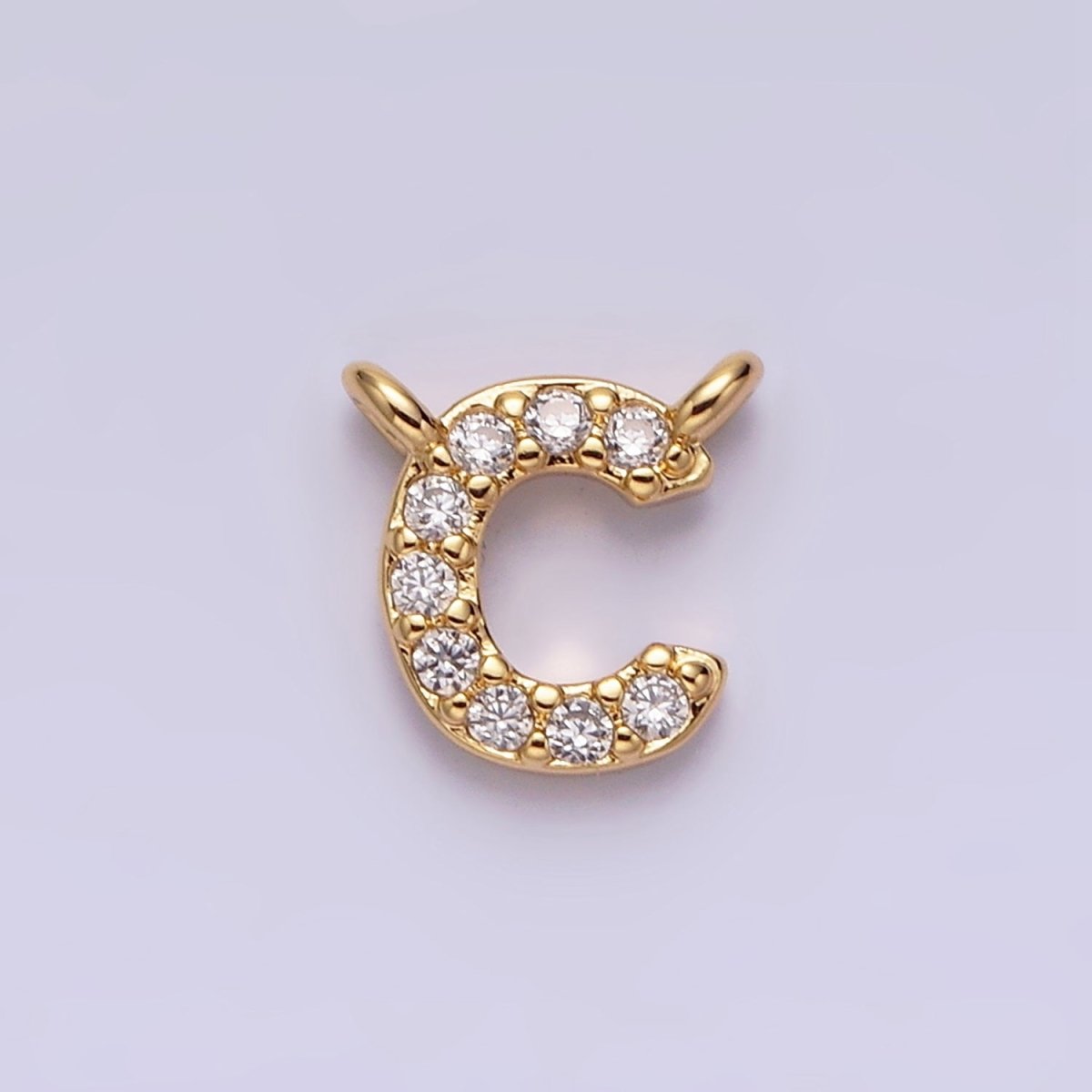 16K Gold Filled A-Z Initial Letter Micro Paved CZ Top Loop Personalized Connector | A-585-A-597
