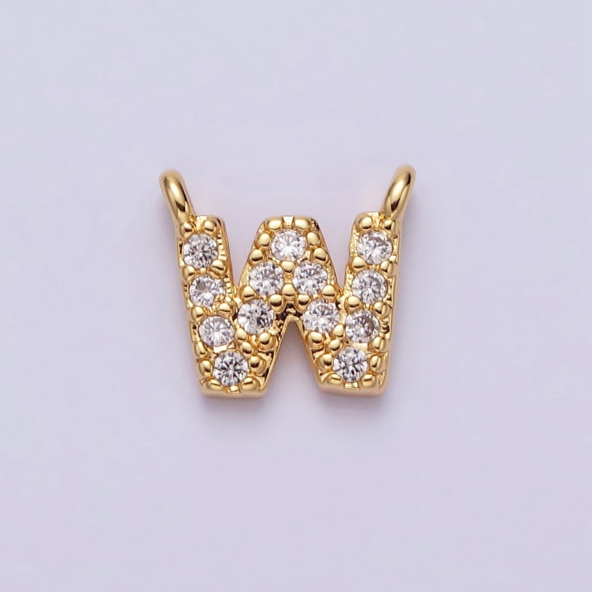 16K Gold Filled A-Z Initial Letter Micro Paved CZ Top Loop Personalized Connector | A-585-A-597