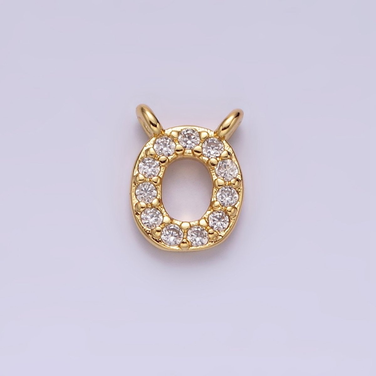 16K Gold Filled A-Z Initial Letter Micro Paved CZ Top Loop Personalized Connector | A-585-A-597