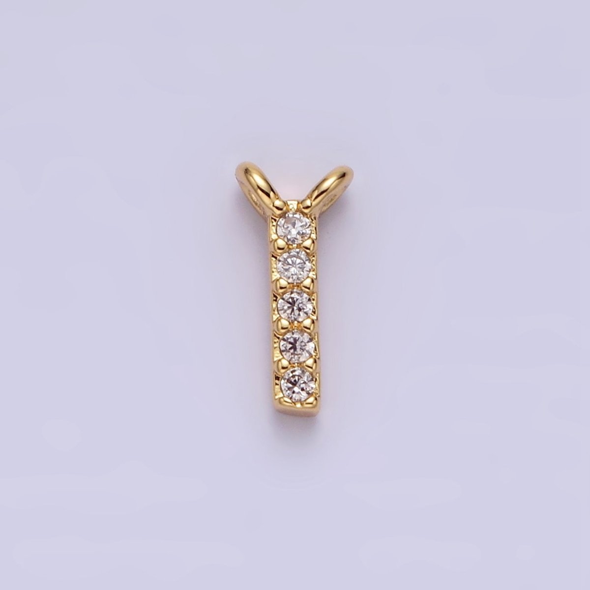 16K Gold Filled A-Z Initial Letter Micro Paved CZ Top Loop Personalized Connector | A-585-A-597