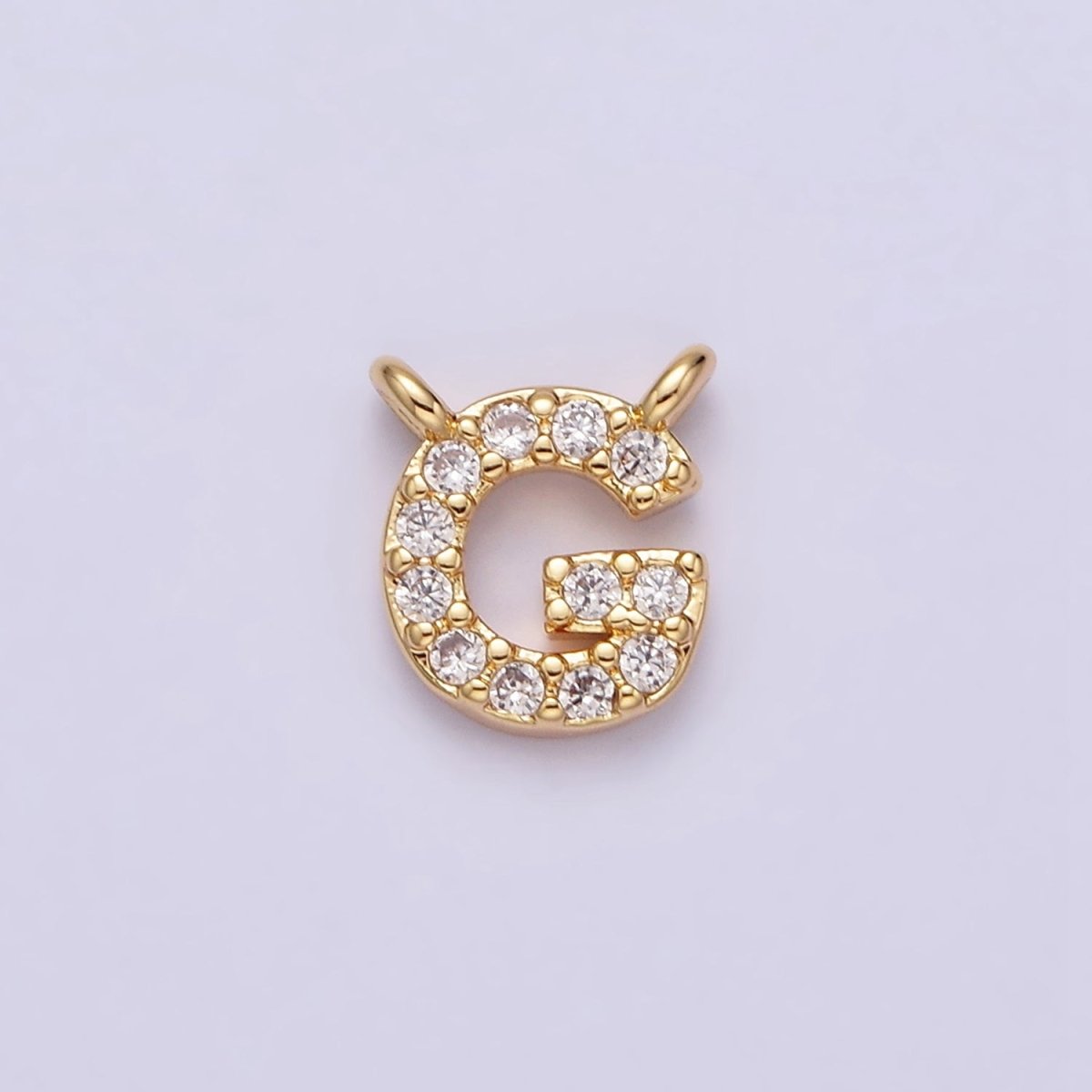 16K Gold Filled A-Z Initial Letter Micro Paved CZ Top Loop Personalized Connector | A-585-A-597