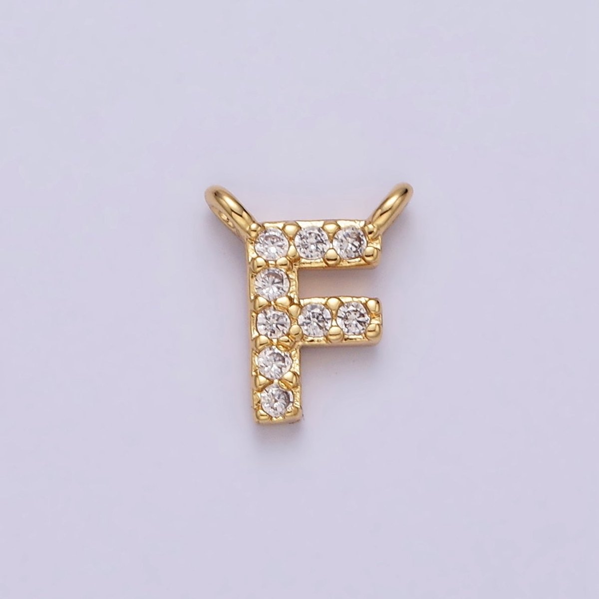 16K Gold Filled A-Z Initial Letter Micro Paved CZ Top Loop Personalized Connector | A-585-A-597