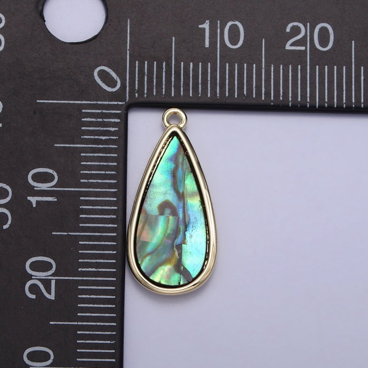 16K Gold Filled Abalone 21.3mm Teardrop Charm | AC1058 - DLUXCA