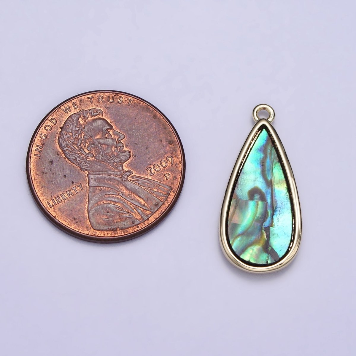 16K Gold Filled Abalone 21.3mm Teardrop Charm | AC1058 - DLUXCA