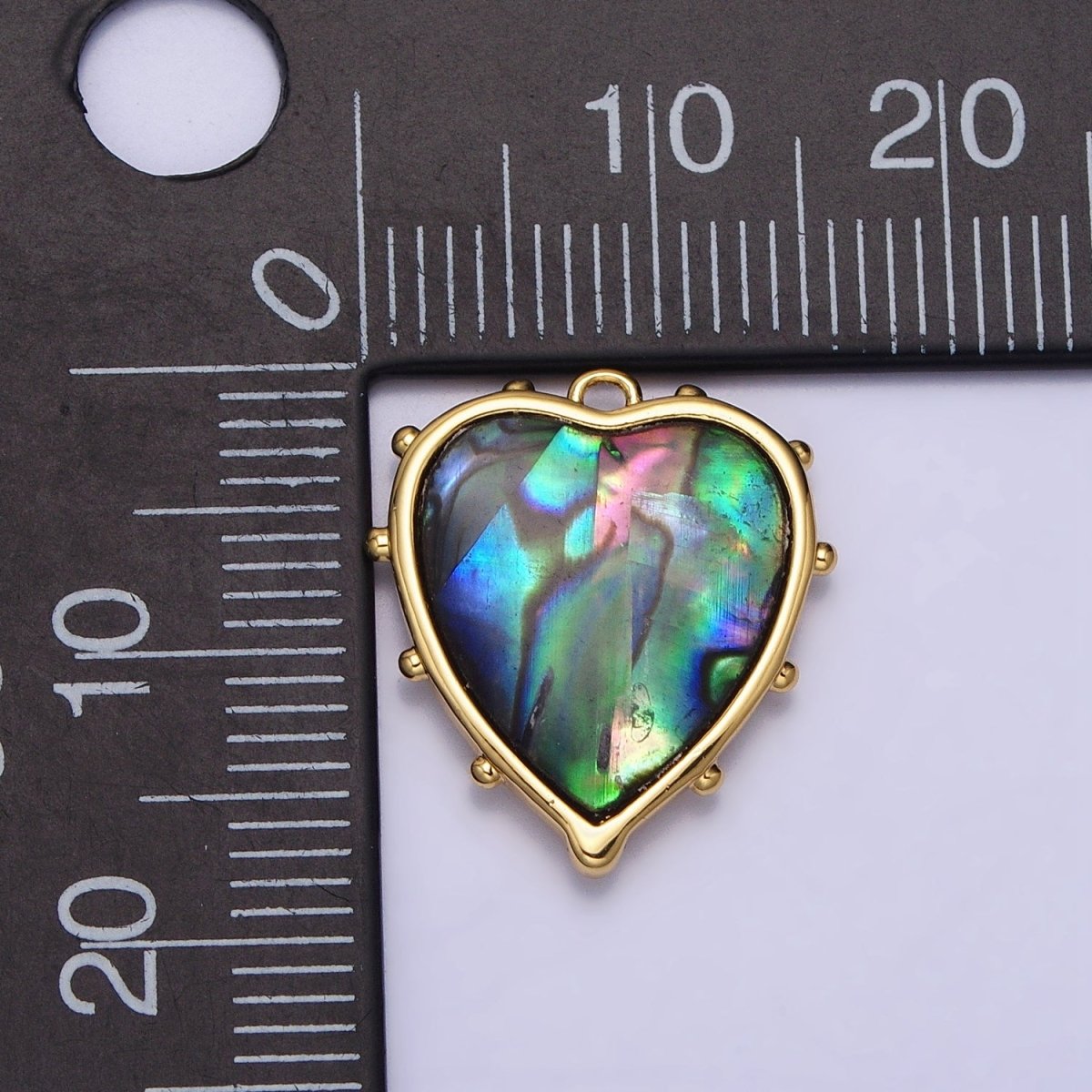 16K Gold Filled Abalone Heart Dotted Outline Charm | AC1047 - DLUXCA