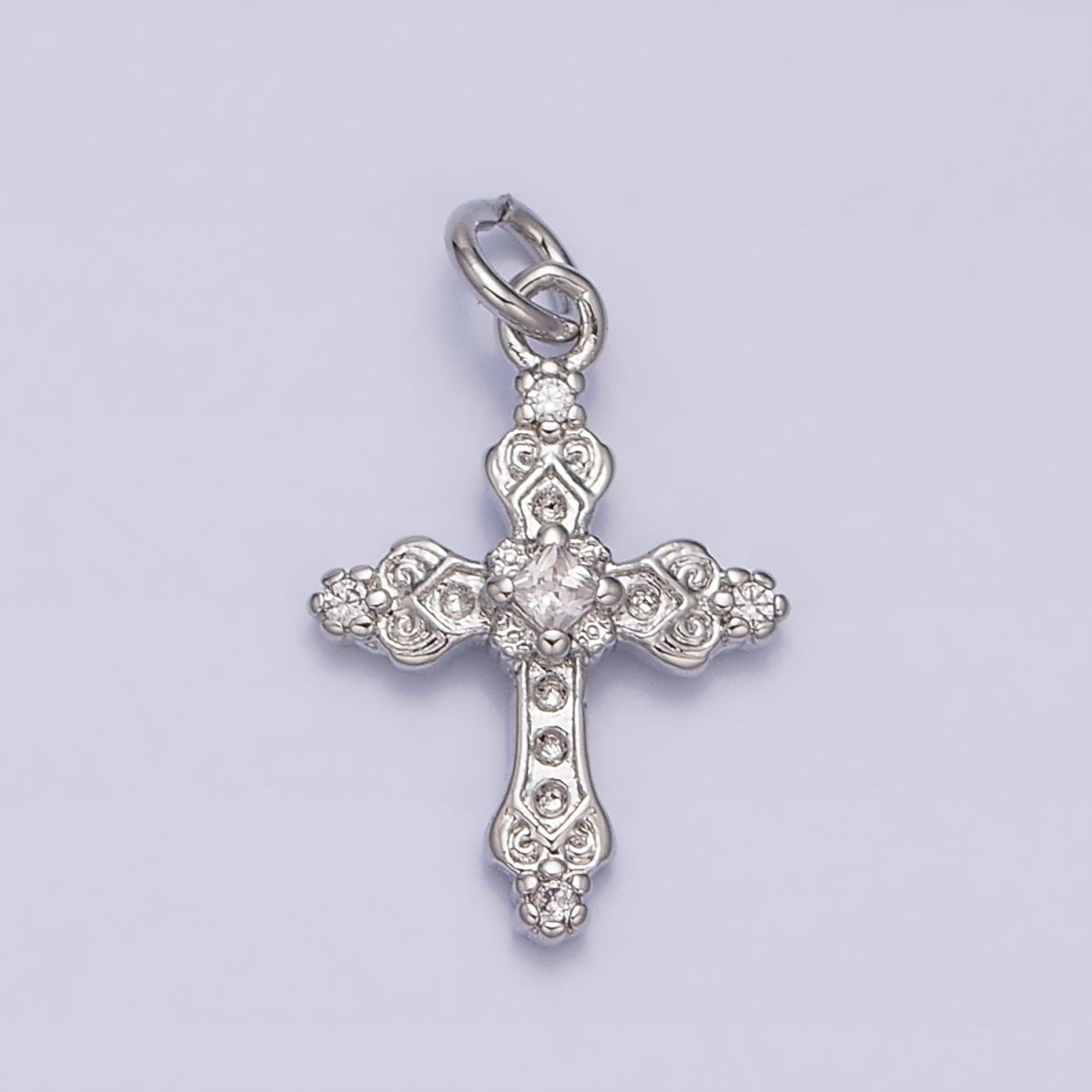 16K Gold Filled Artisan Textured Religious Cross Charm in Gold & Silver | AC1061 AC1062