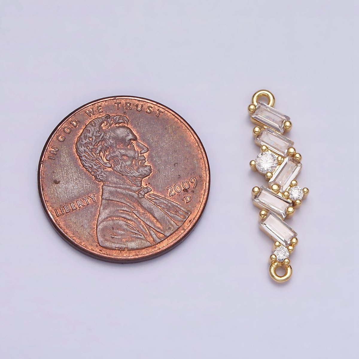 16K Gold Filled Baguette Clear CZ Zig Zag Connector in Gold & Silver | Y-908