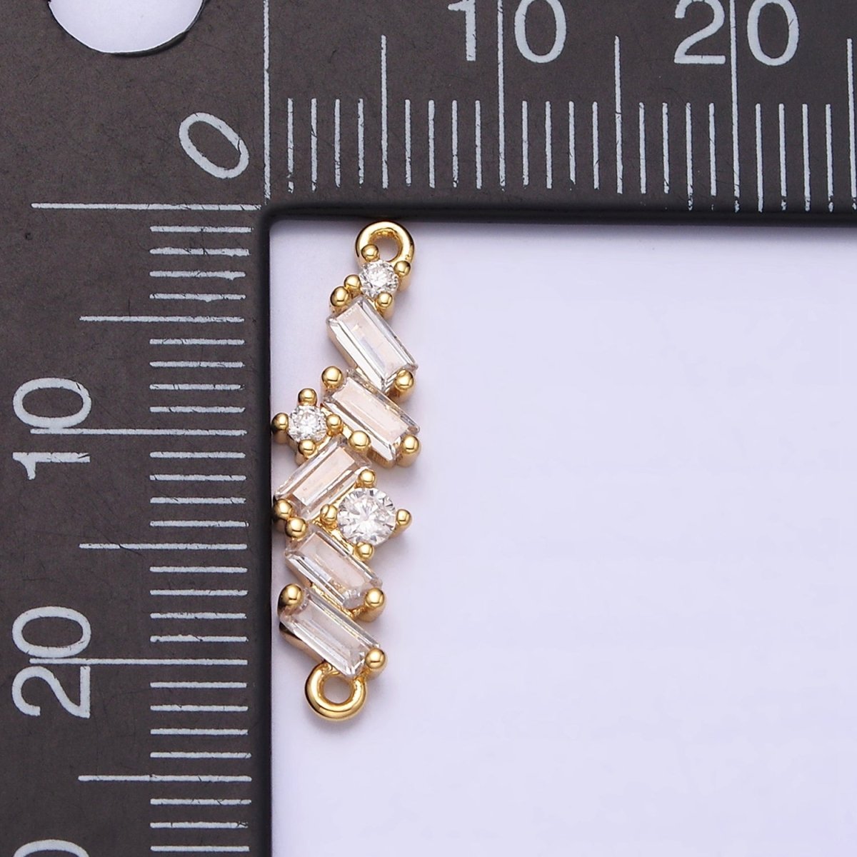 16K Gold Filled Baguette Clear CZ Zig Zag Connector in Gold & Silver | Y-908