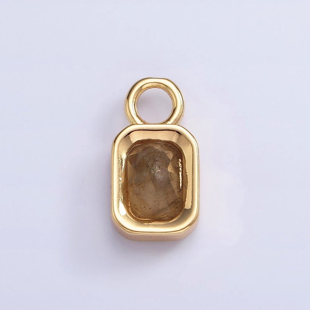 16K Gold Filled Baguette Multifaceted Natural Gemstone Personalized Add-On Charm | AC1492 - AC1504