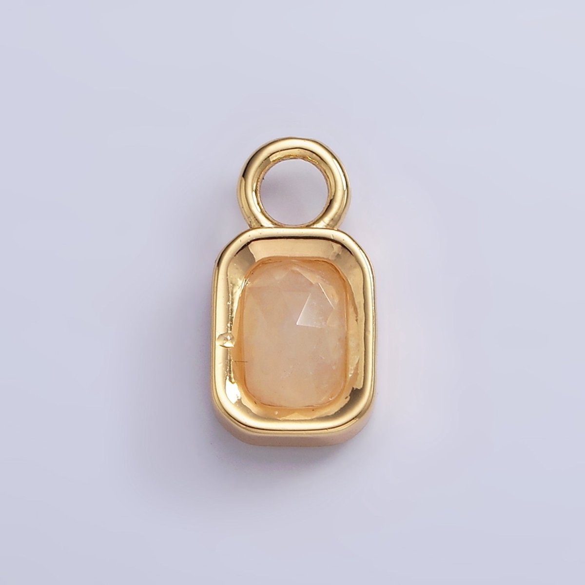 16K Gold Filled Baguette Multifaceted Natural Gemstone Personalized Add-On Charm | AC1492 - AC1504