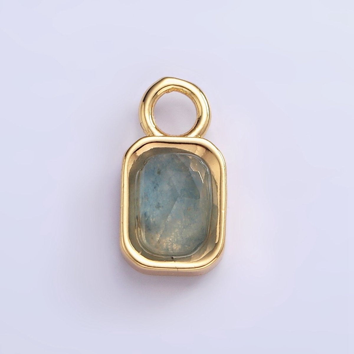 16K Gold Filled Baguette Multifaceted Natural Gemstone Personalized Add-On Charm | AC1492 - AC1504
