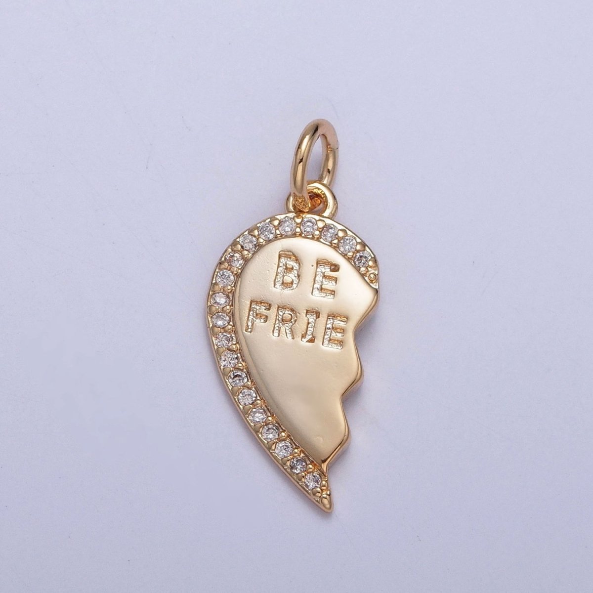 16K Gold Filled Best Friends Micro Paved Cubic Zirconia Breakable Heart Charm Set For Jewelry Making | X-228 - DLUXCA