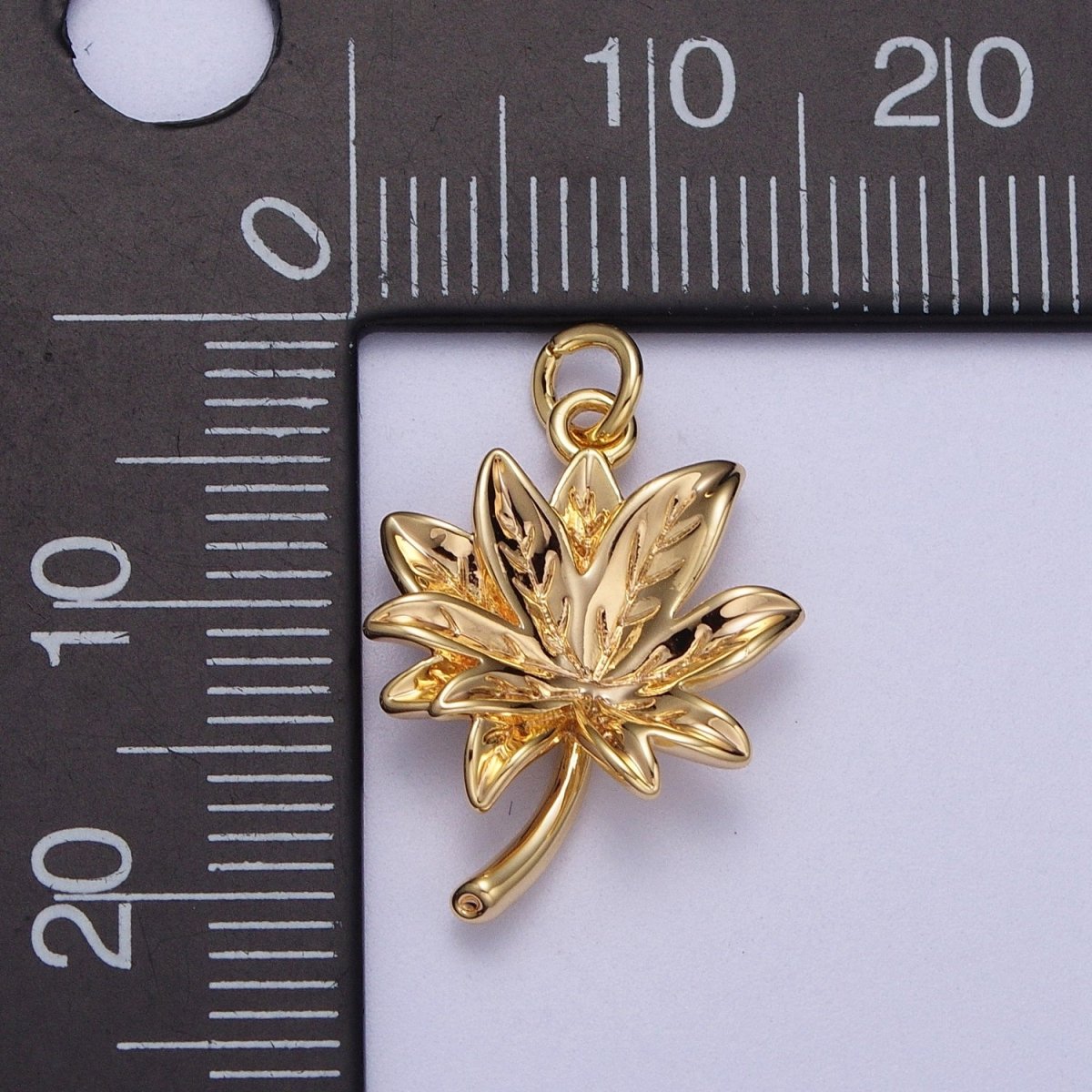16K Gold Filled Botanical Autumn Maple Christmas Poinsettia Leaf Charm | A-028 - DLUXCA