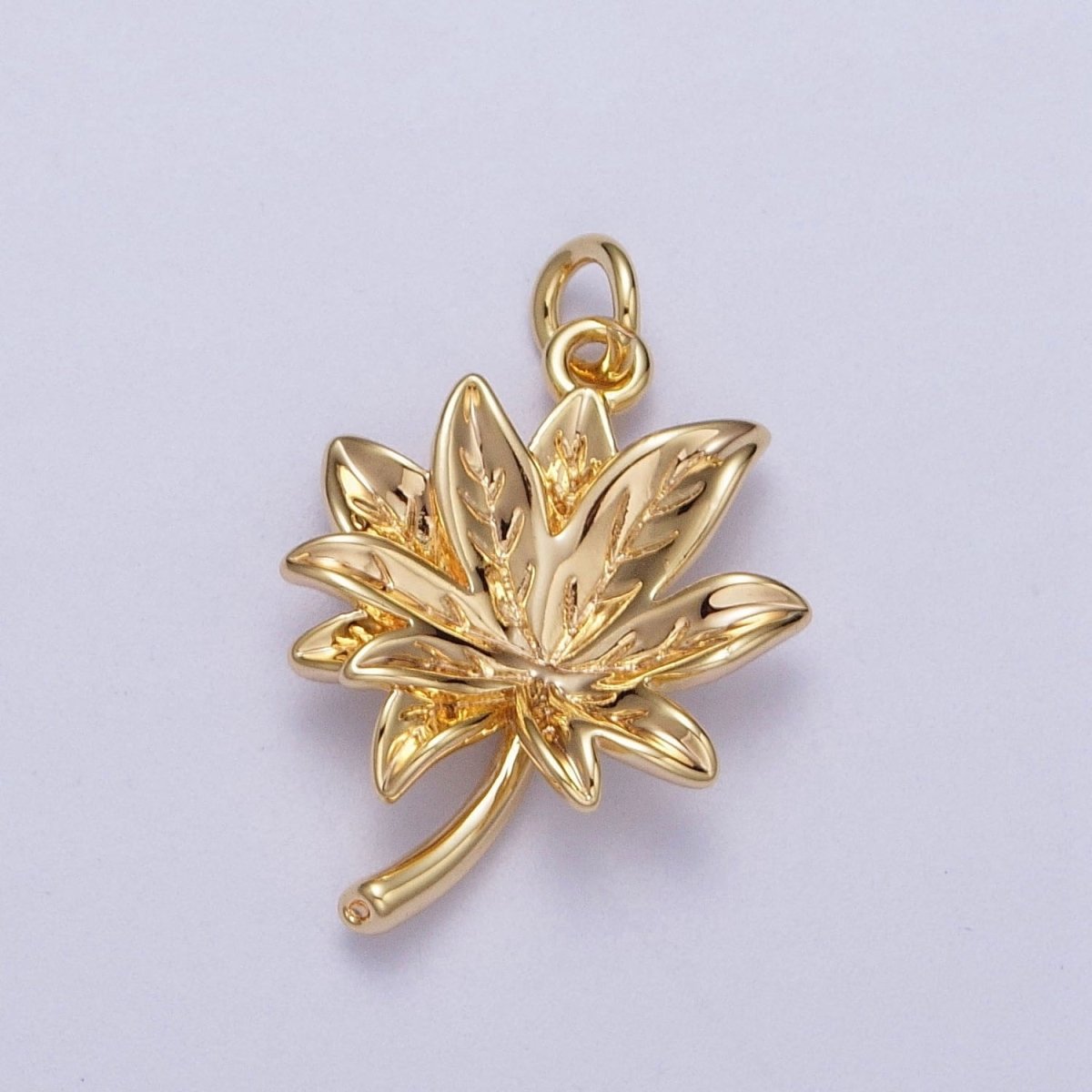 16K Gold Filled Botanical Autumn Maple Christmas Poinsettia Leaf Charm | A-028 - DLUXCA