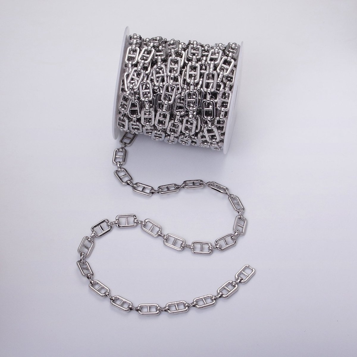 16K Gold Plated Boxy Anchor Figure Eight Link Unique Chain by Yard in Gold & Silver | ROLL-1221 ROLL-1222