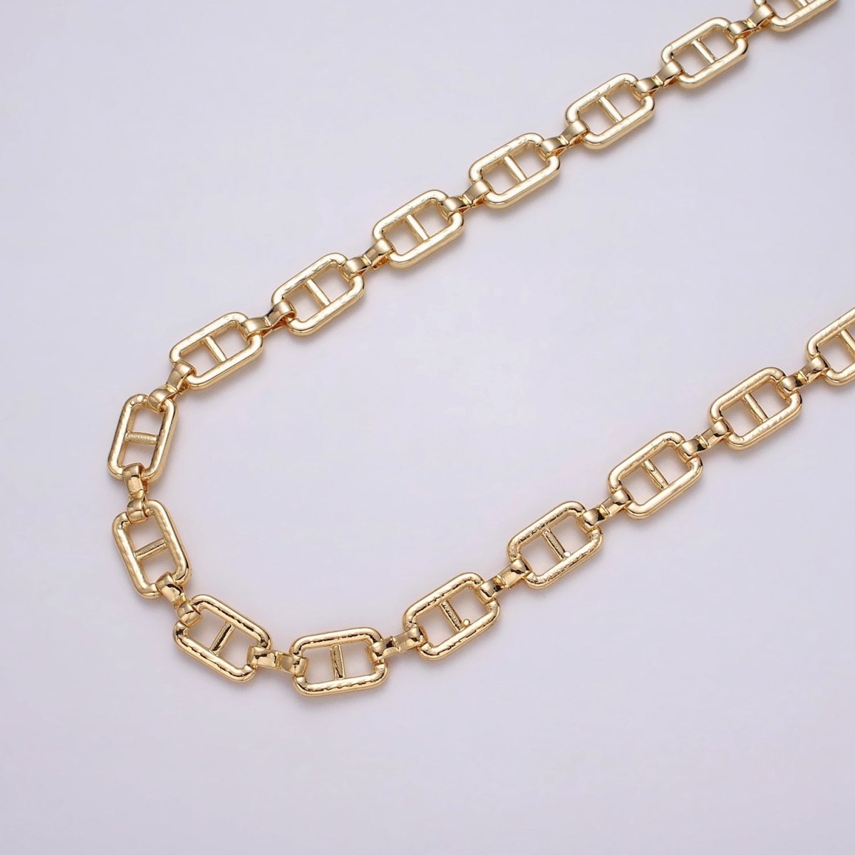 16K Gold Plated Boxy Anchor Figure Eight Link Unique Chain by Yard in Gold & Silver | ROLL-1221 ROLL-1222