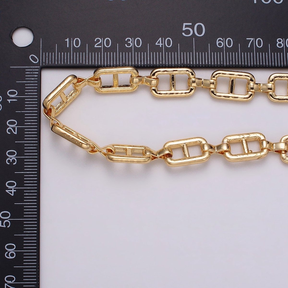 16K Gold Plated Boxy Anchor Figure Eight Link Unique Chain by Yard in Gold & Silver | ROLL-1221 ROLL-1222
