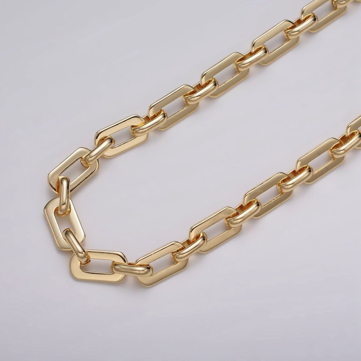 16k Gold Filled Boxy Paperclip 7mm Unfinished Chain in Gold & Silver | ROLL-1153 ROLL-1154 Clearance Pricing