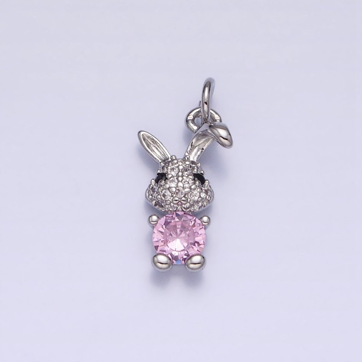 16K Gold Filled Bunny Rabbit Micro Paved Pink CZ Add-On Charm in Gold & Silver | AC1215 AC1216