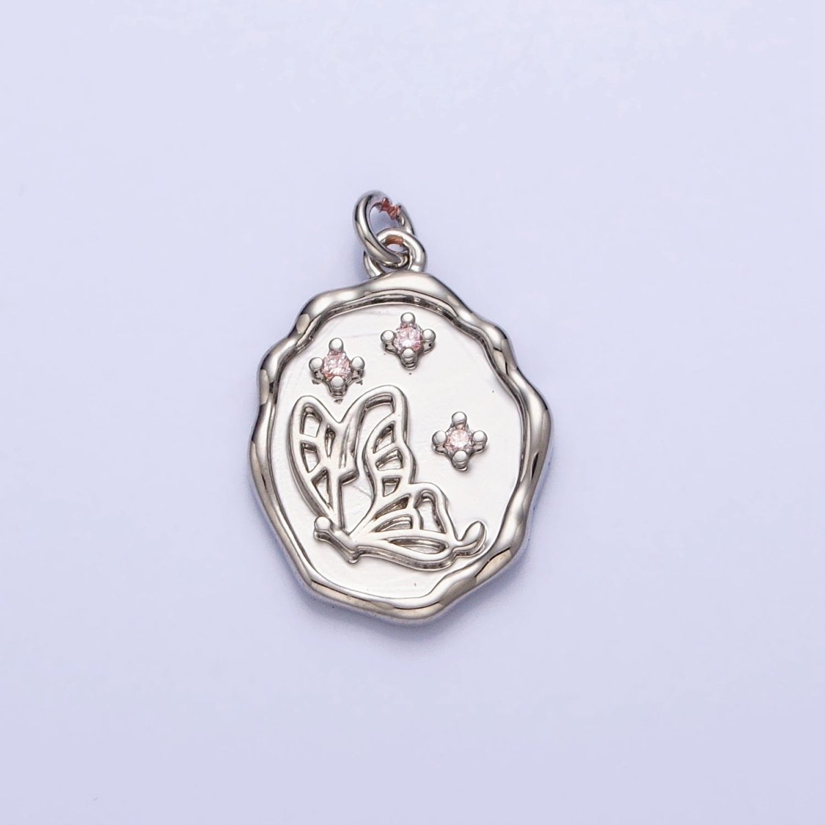 16K Gold Filled Butterfly Charm Cubic Mariposa Charm Oval Pendant E-415 AC-774