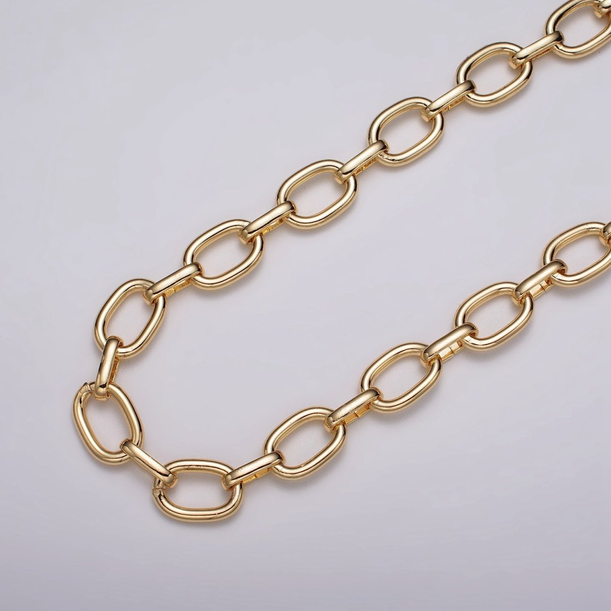 16k Gold Plated Cable Chain Link Unfinished Chain by Yard for Statement Layer Necklace Chain Streetwear Essentials | ROLL-1207 ROLL-1208