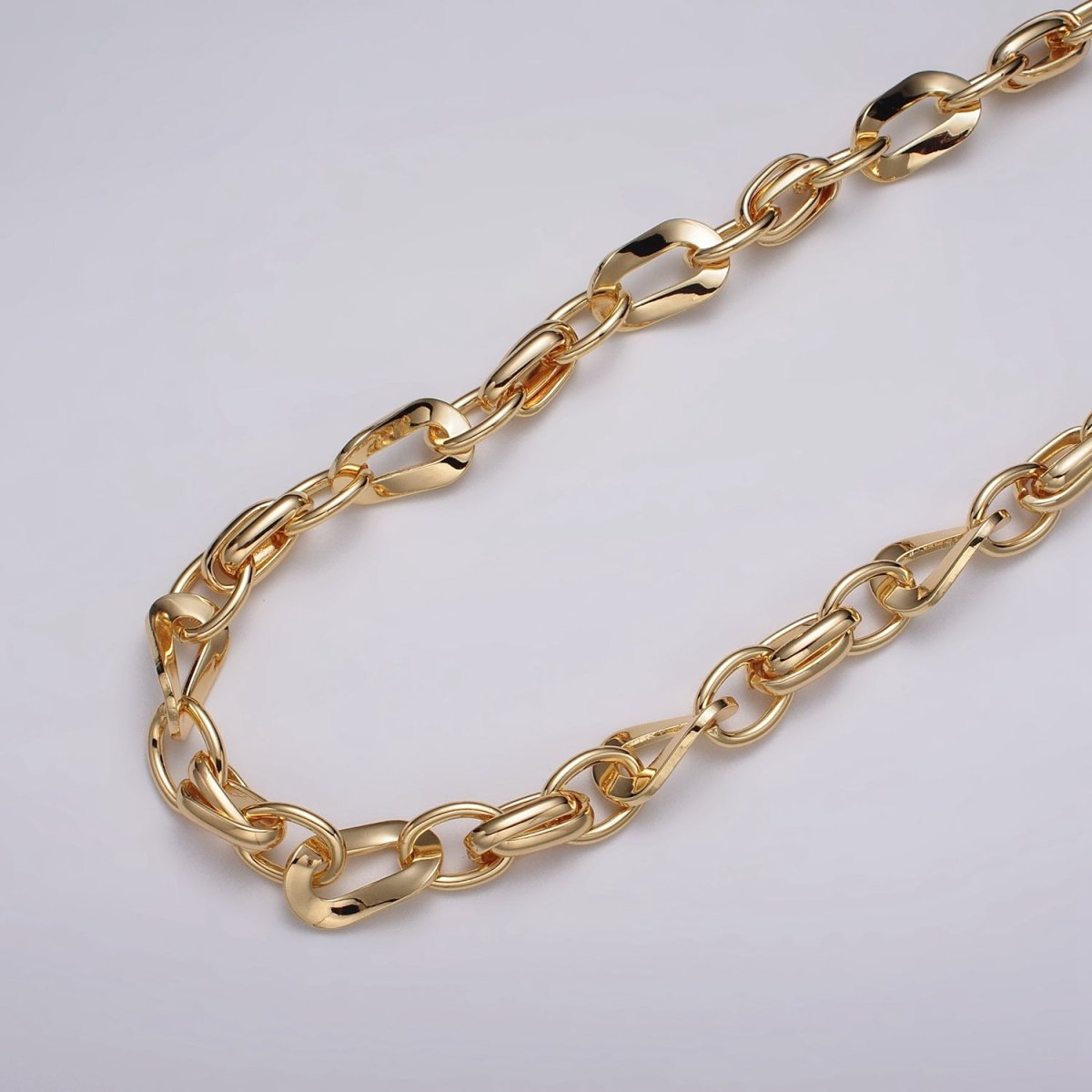 16k Gold Plated Cable Geometric Twist Link Unfinished Chain in Gold & Silver | ROLL-1157 ROLL-1158 Clearance Pricing