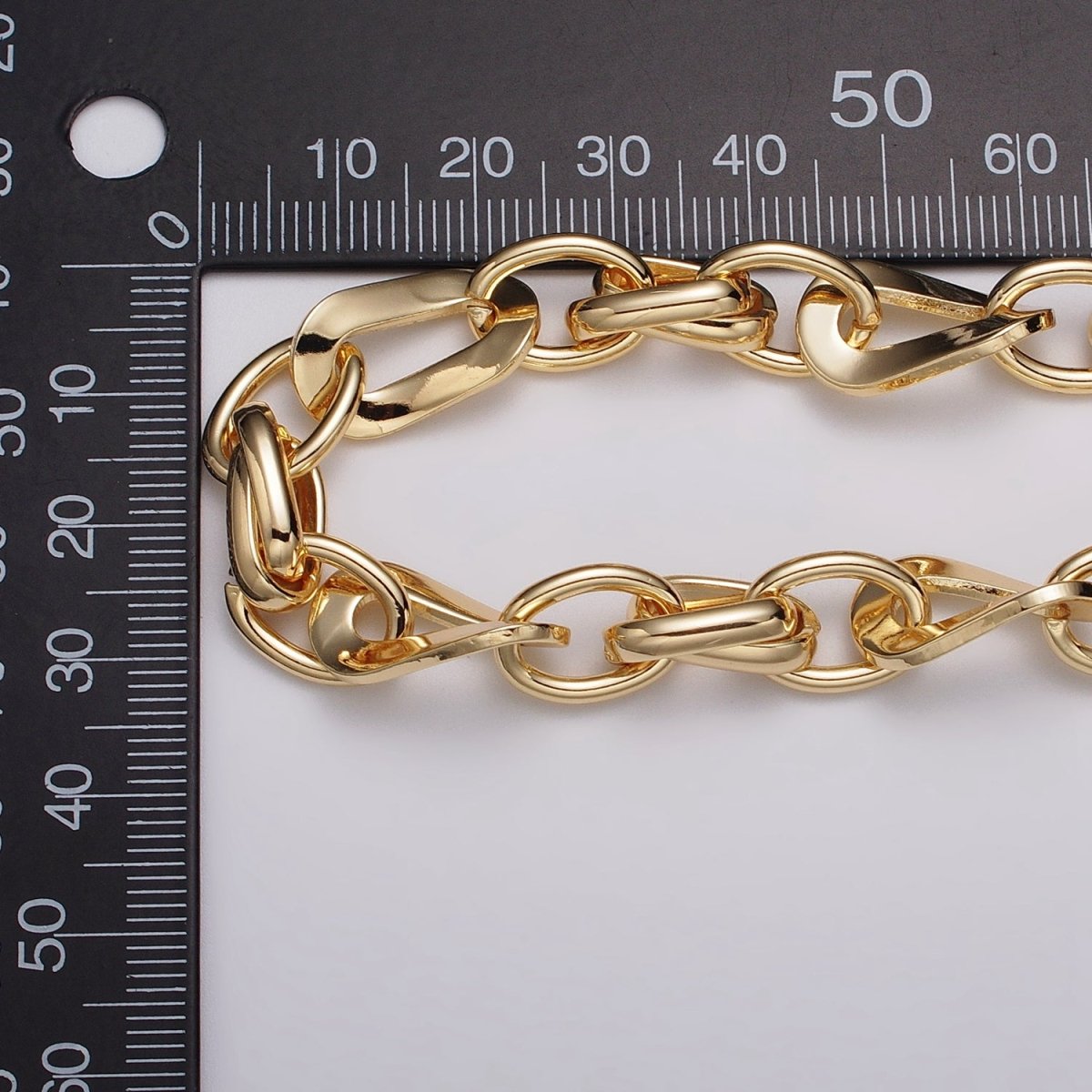 16k Gold Plated Cable Geometric Twist Link Unfinished Chain in Gold & Silver | ROLL-1157 ROLL-1158 Clearance Pricing