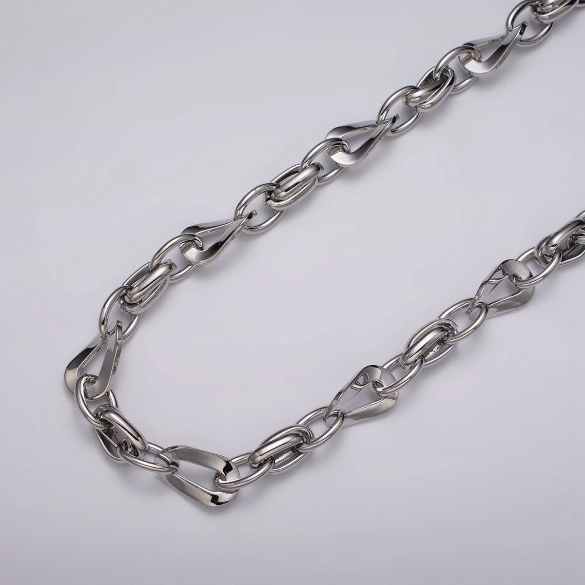 16k Gold Plated Cable Geometric Twist Link Unfinished Chain in Gold & Silver | ROLL-1157 ROLL-1158 Clearance Pricing