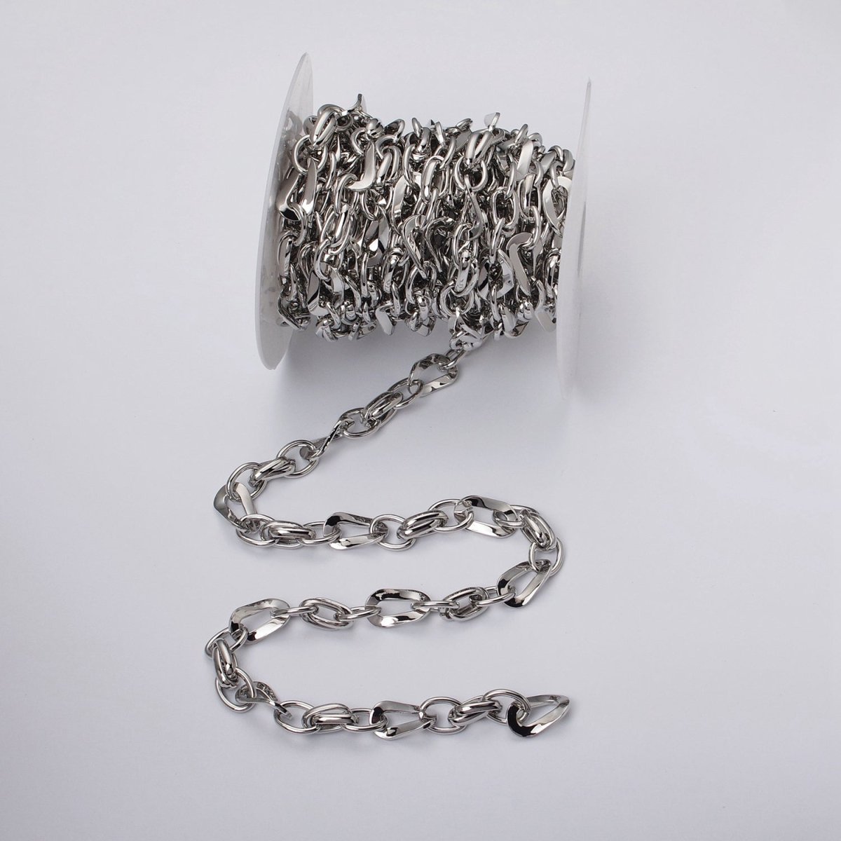 16k Gold Plated Cable Geometric Twist Link Unfinished Chain in Gold & Silver | ROLL-1157 ROLL-1158 Clearance Pricing