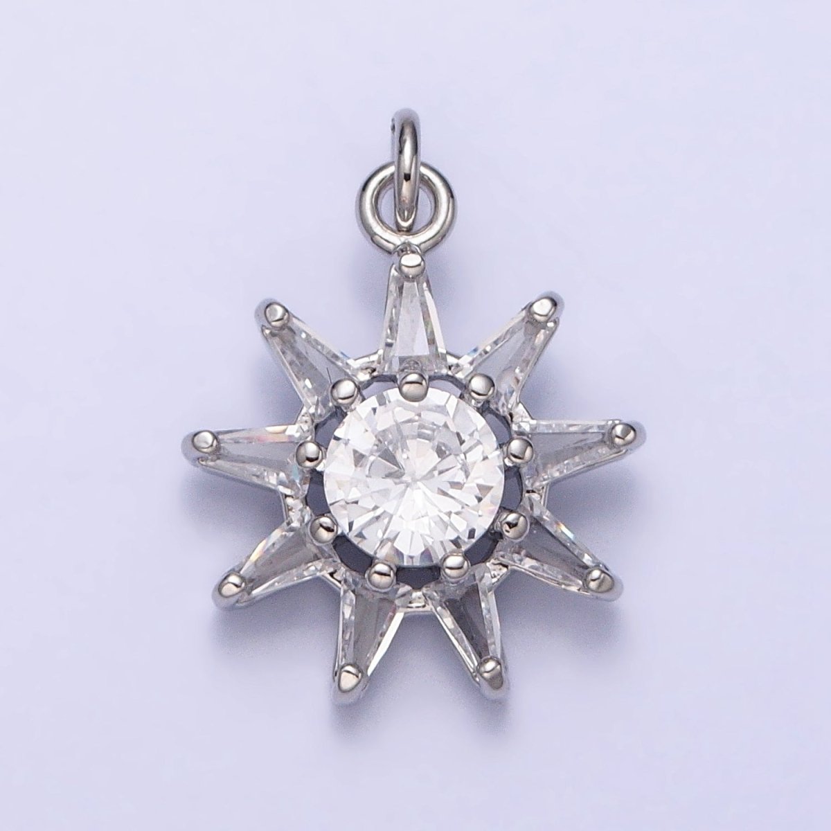 16K Gold Filled Celestial Sun Round Triangle CZ Charm in Gold & Silver | AC1233 AC1234