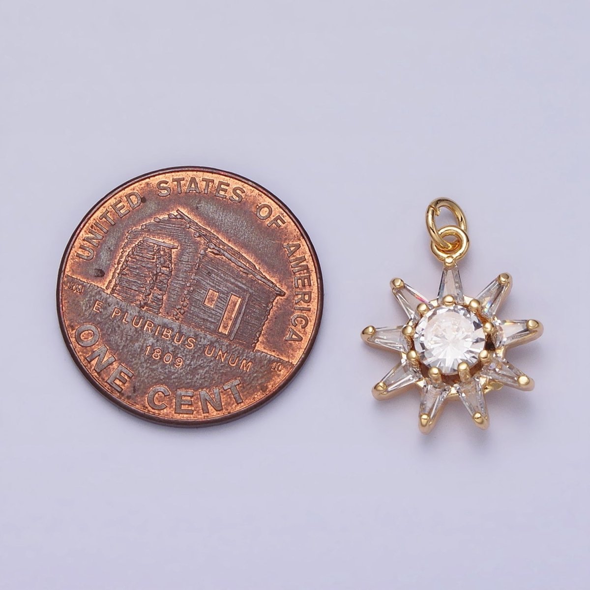 16K Gold Filled Celestial Sun Round Triangle CZ Charm in Gold & Silver | AC1233 AC1234