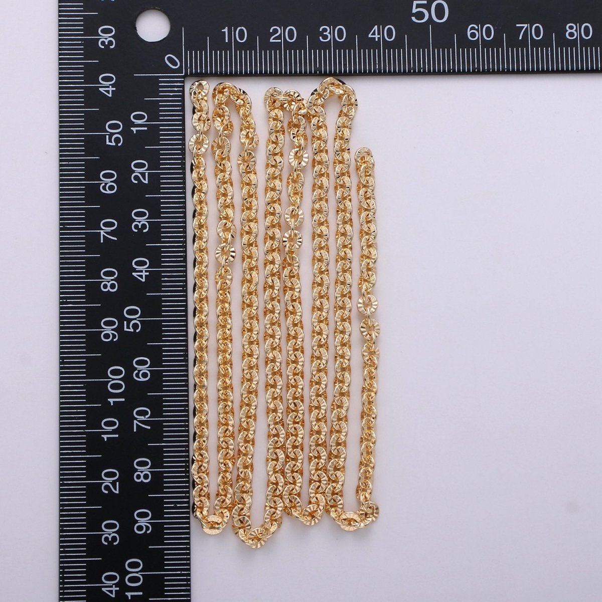 16K Gold Filled Chain, Textured Unique ROLO Unfinished Chain, Width 4mm For Necklace, Bracelet, Anklet, Jewelry Component | ROLL-265