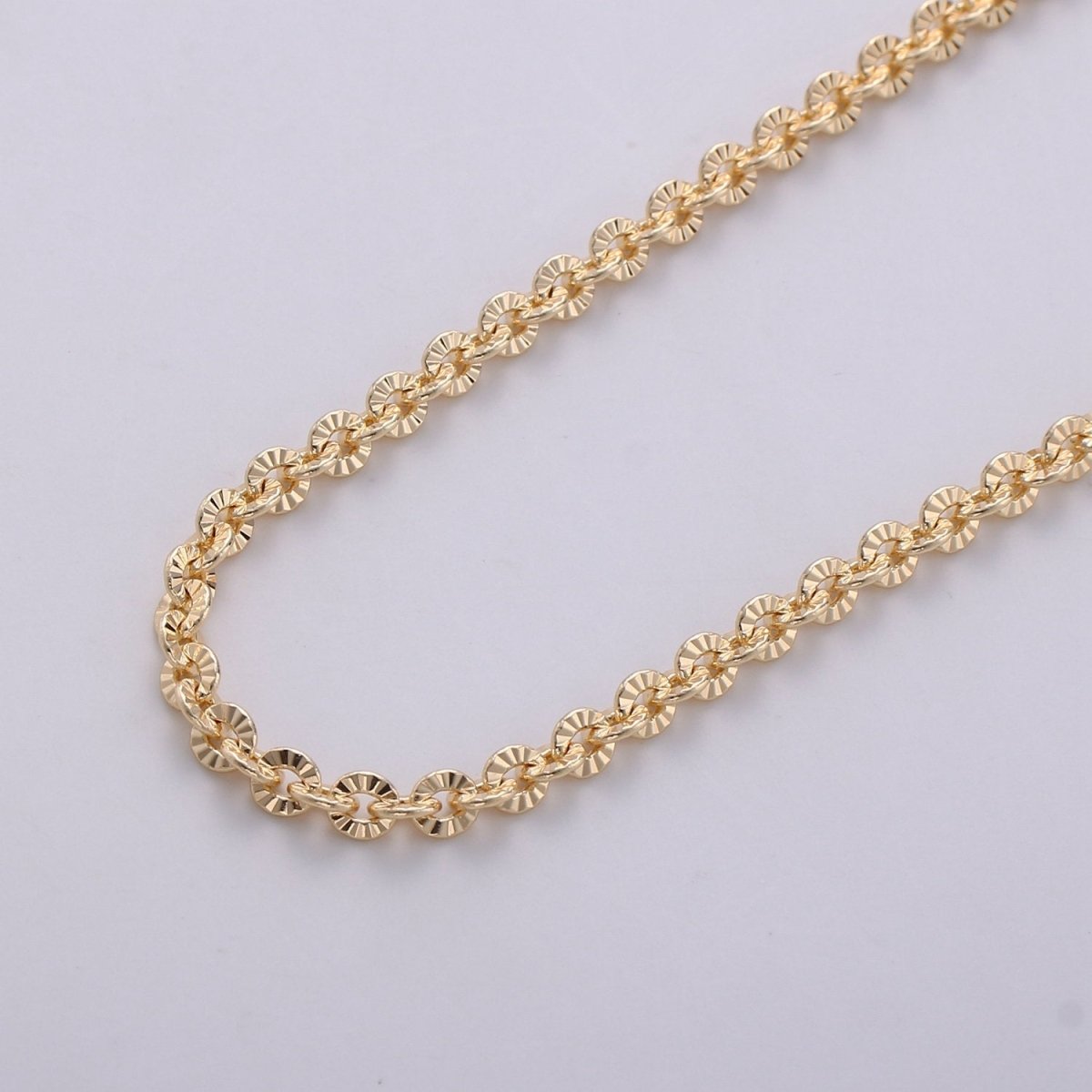 16K Gold Filled Chain, Textured Unique ROLO Unfinished Chain, Width 4mm For Necklace, Bracelet, Anklet, Jewelry Component | ROLL-265