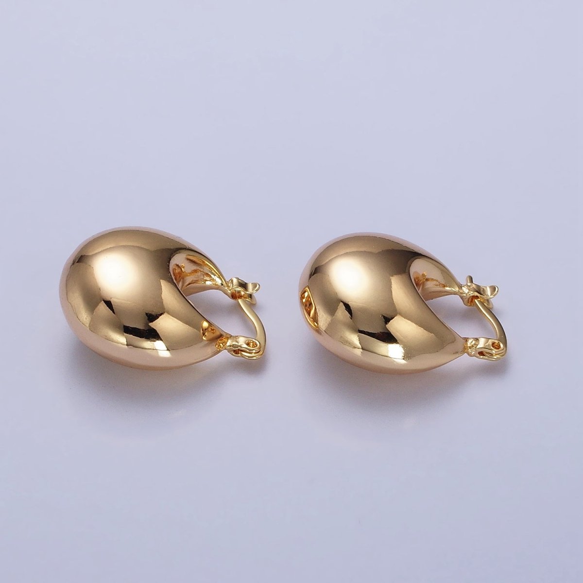 16K Gold Filled Chubby Dome Latch Hoop Earrings in Gold & Silver | AB555 AB556