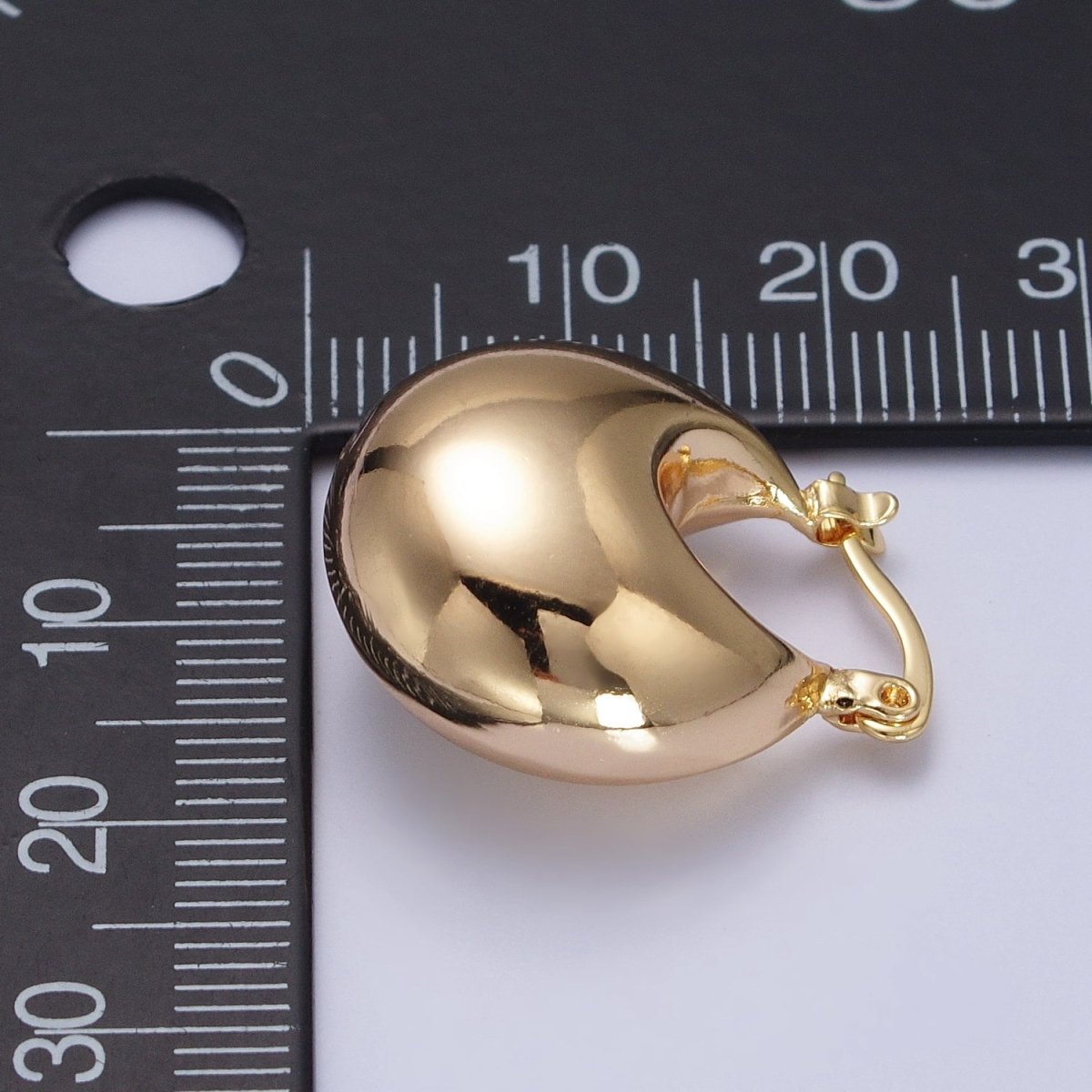 16K Gold Filled Chubby Dome Latch Hoop Earrings in Gold & Silver | AB555 AB556