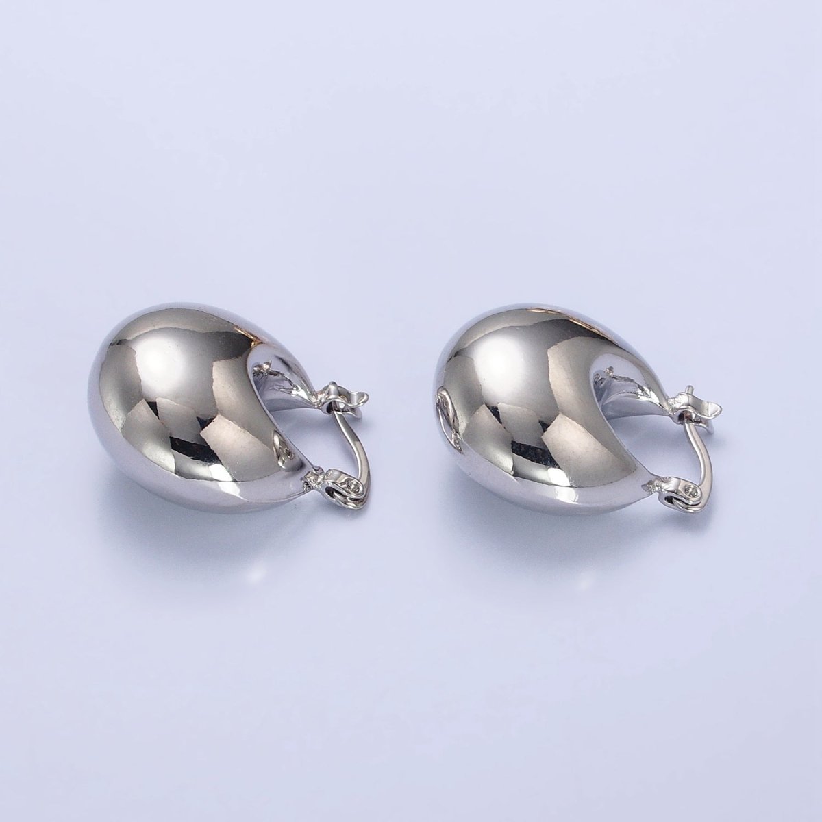 16K Gold Filled Chubby Dome Latch Hoop Earrings in Gold & Silver | AB555 AB556