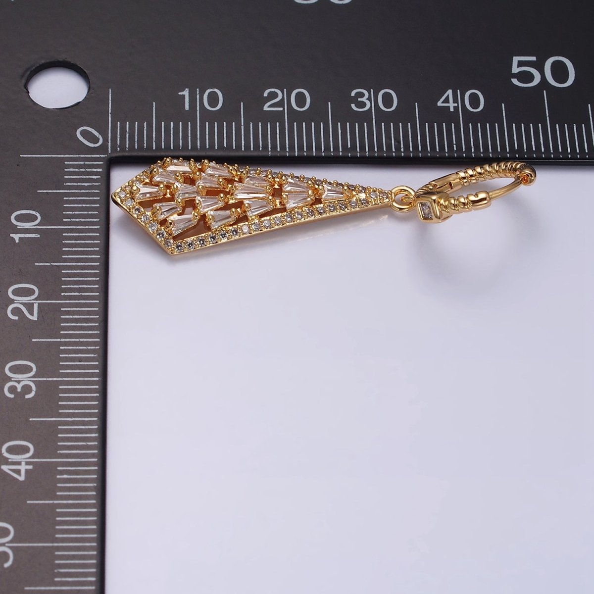 16K Gold Filled Clear Baguette Geometric Drop Twisted Square CZ Huggie Earrings in Gold & Silver | AD1183 AD1184