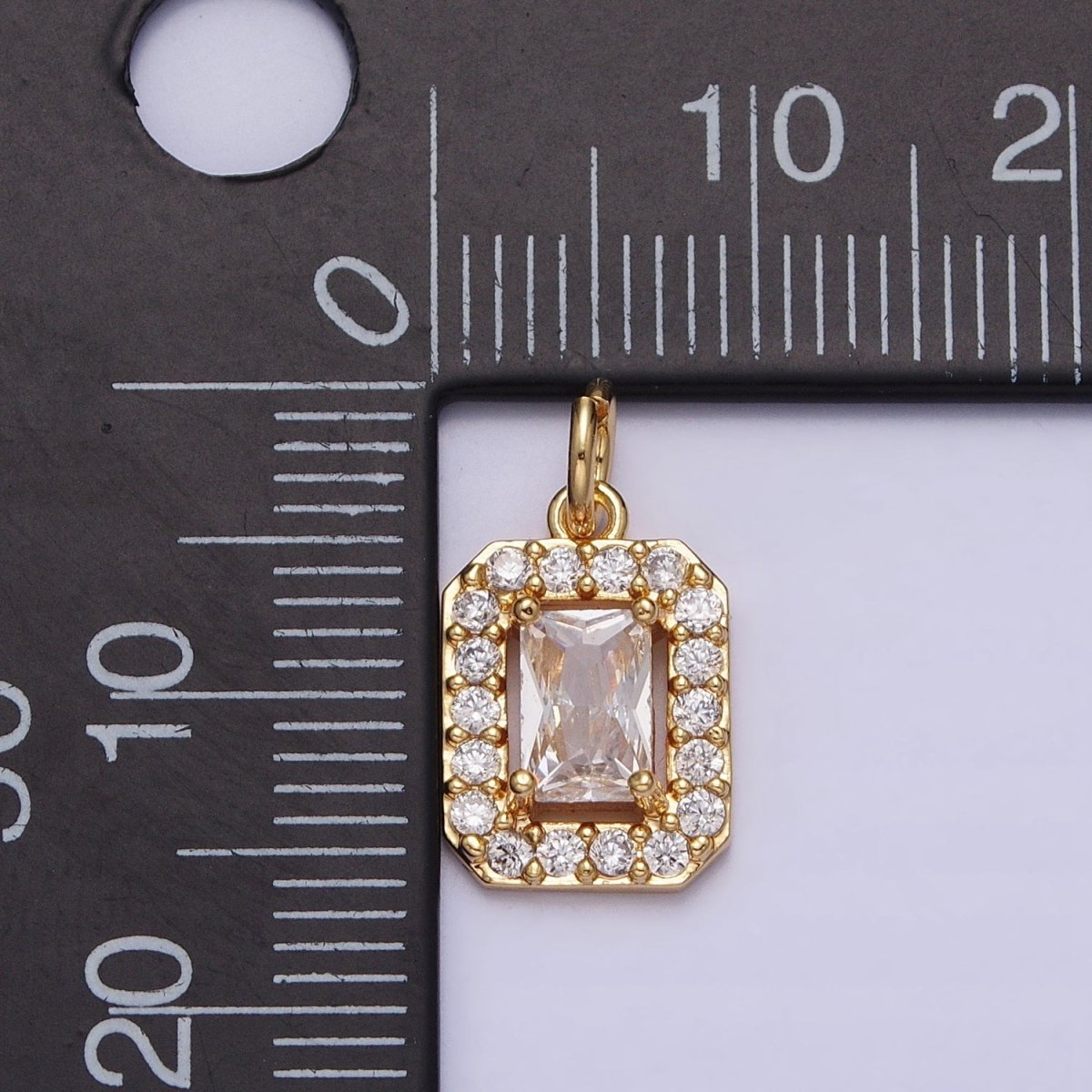 16K Gold Filled Clear Baguette Micro Paved CZ Add-On Charm in Gold & Silver | AC1191 AC1192