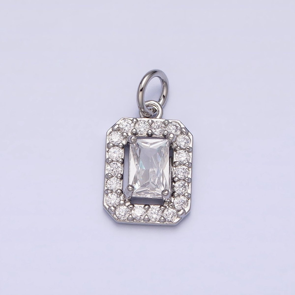 16K Gold Filled Clear Baguette Micro Paved CZ Add-On Charm in Gold & Silver | AC1191 AC1192