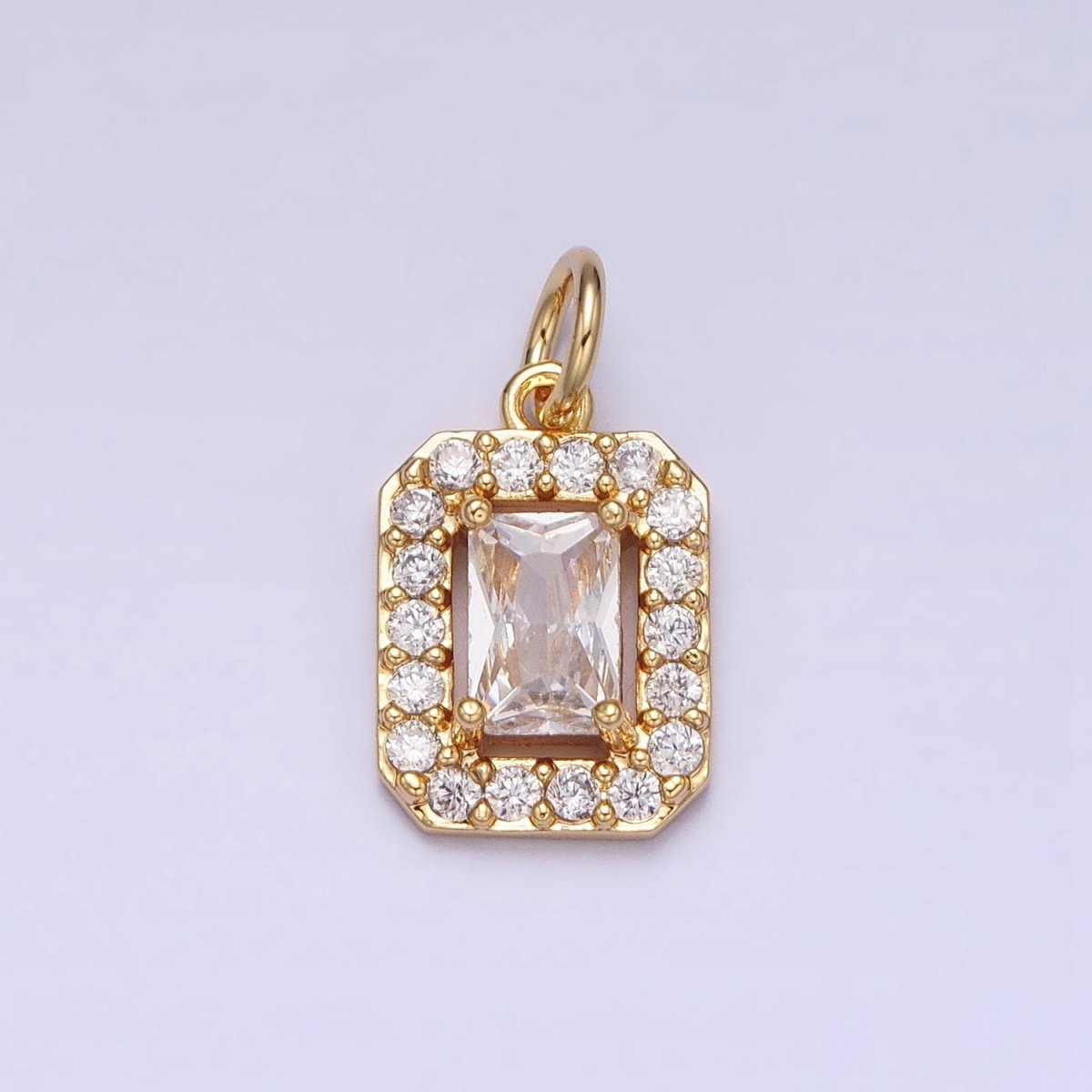 16K Gold Filled Clear Baguette Micro Paved CZ Add-On Charm in Gold & Silver | AC1191 AC1192