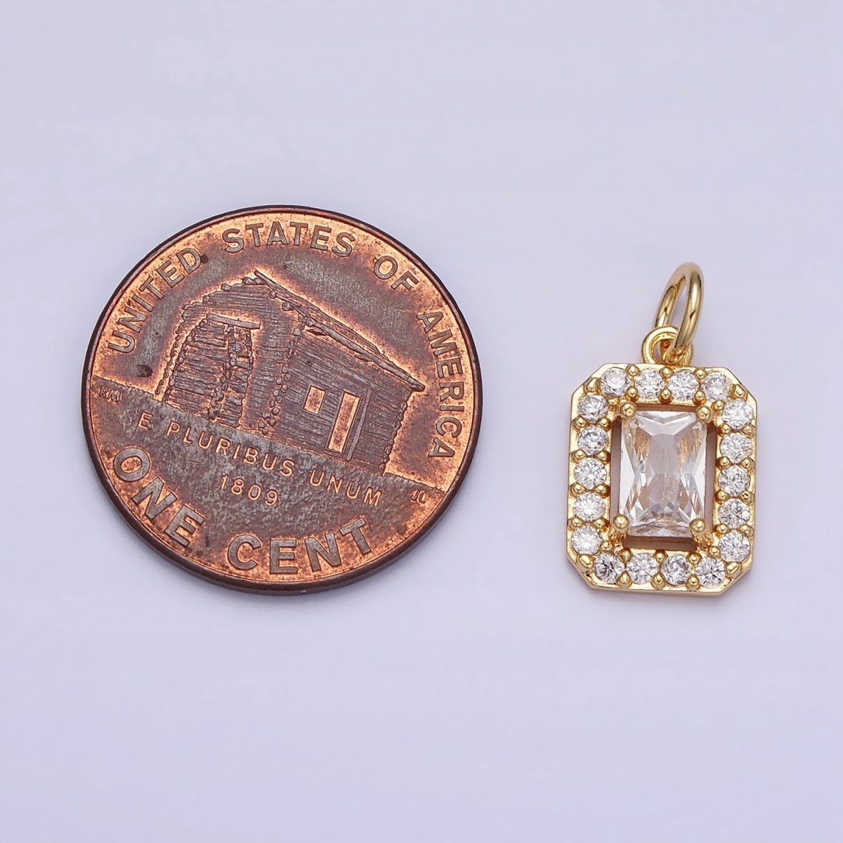 16K Gold Filled Clear Baguette Micro Paved CZ Add-On Charm in Gold & Silver | AC1191 AC1192