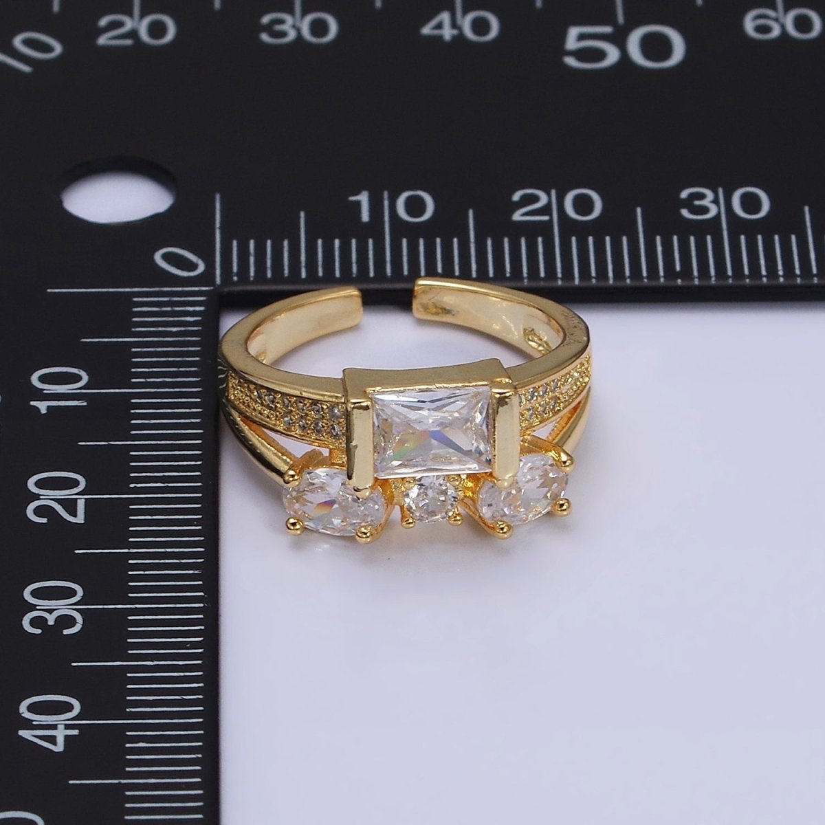 16K Gold Filled Clear Baguette Oval Micro Paved Double Band Ring in Gold & Silver | O-1611 O-1612