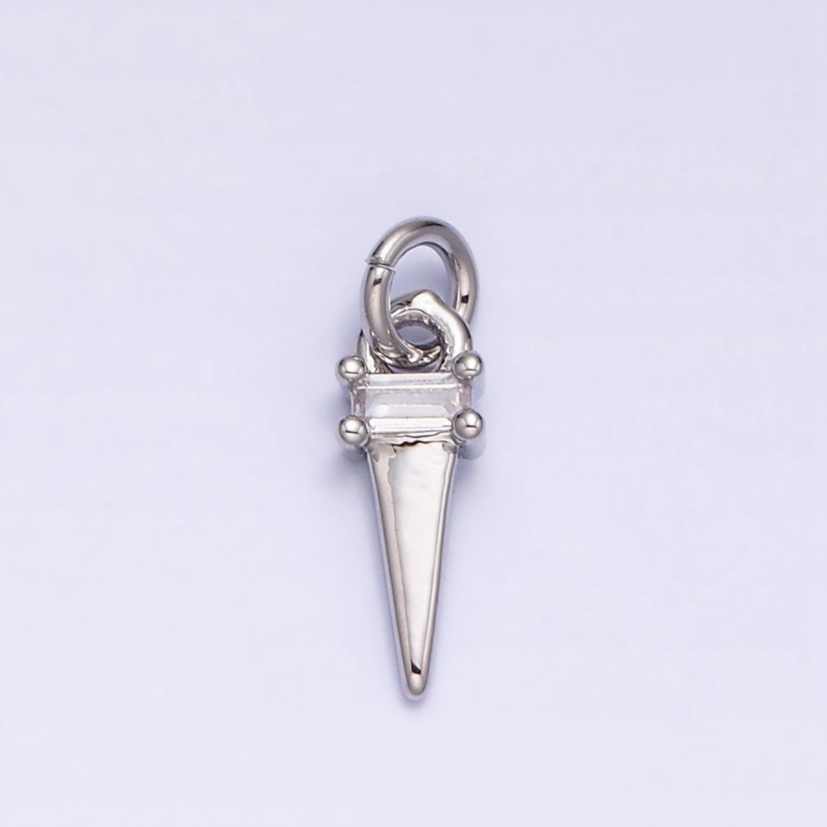 16K Gold Filled Clear, Blue, Fuchsia, Green, Black Baguette CZ Triangle Charm in Gold & Silver | AC1307 - AC1316