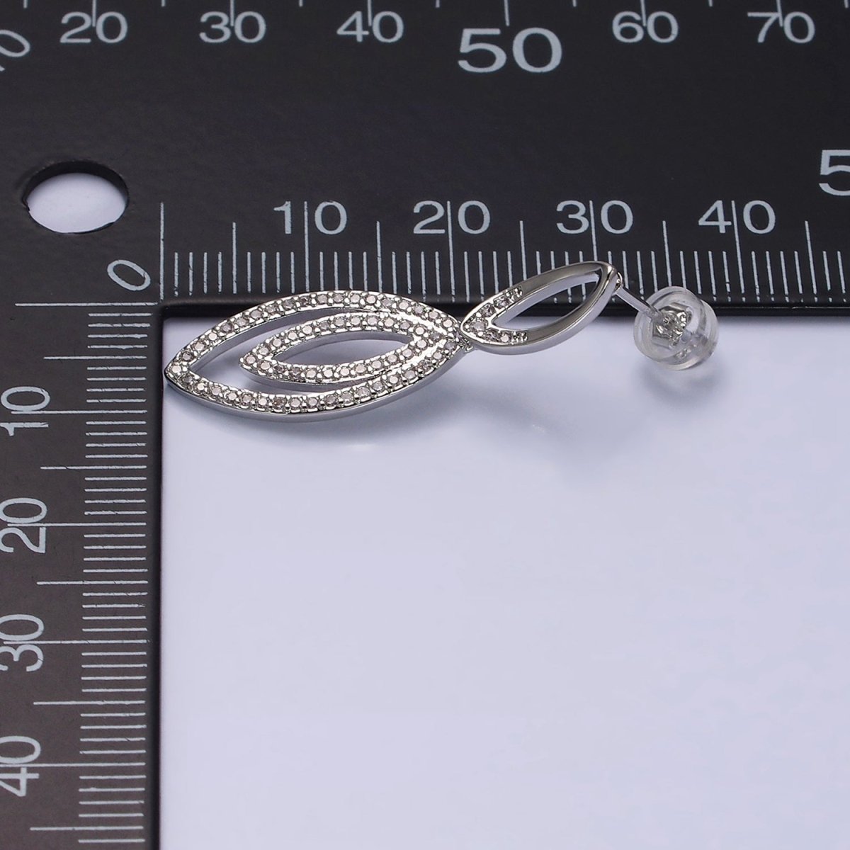 16K Gold Filled Clear CZ Double Sphere Geometric Stud Earrings in Gold & Silver | AD962 AD963