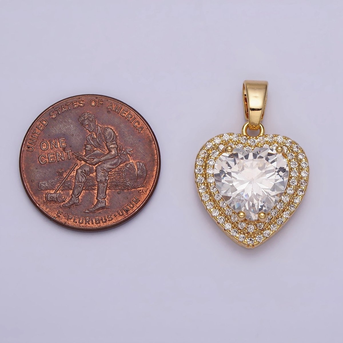 16K Gold Filled Clear CZ Micro Paved Pendant  in Gold & Silver | AC1123 AA1124