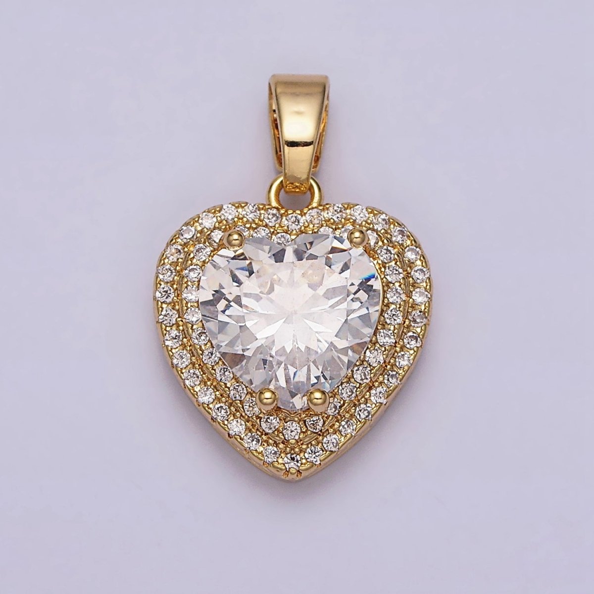 16K Gold Filled Clear CZ Micro Paved Pendant  in Gold & Silver | AC1123 AA1124