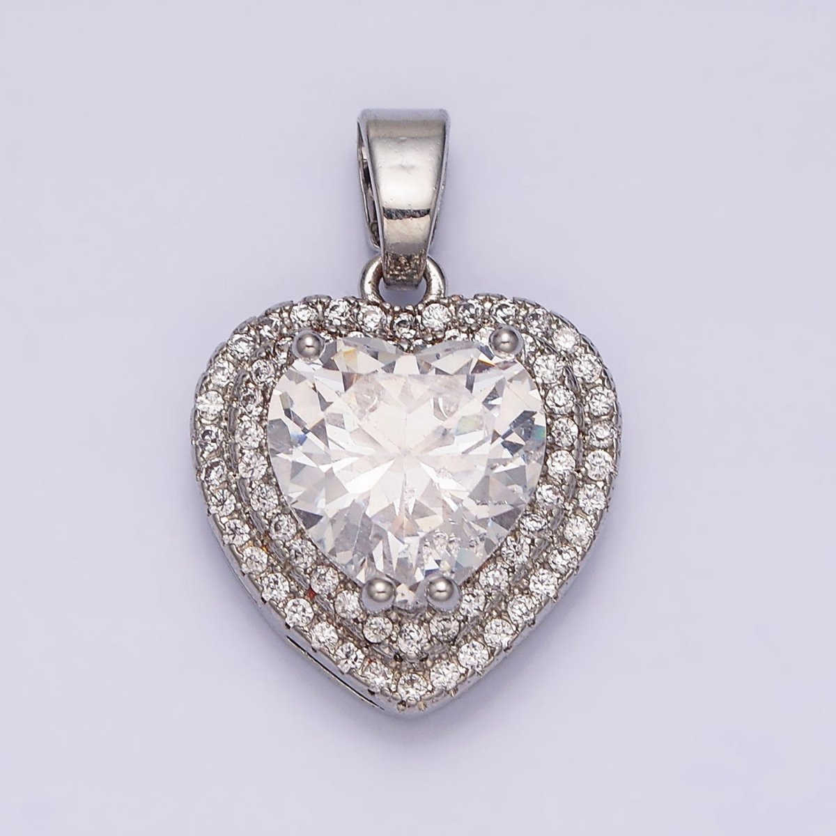 16K Gold Filled Clear CZ Micro Paved Pendant  in Gold & Silver | AC1123 AA1124